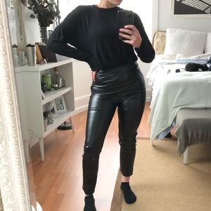 High Waisted Faux Leather Pants